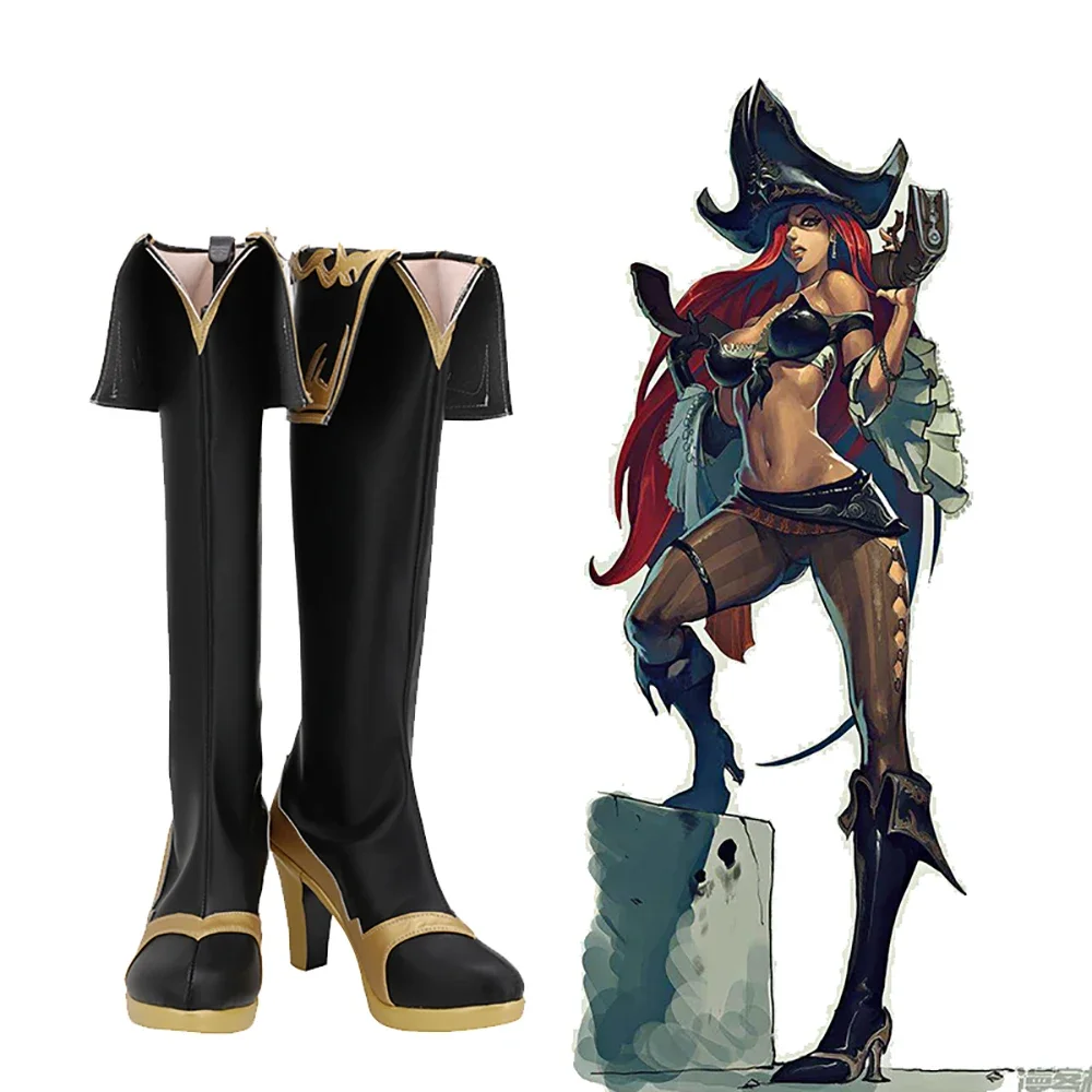 LOL the Bounty Hunter Miss Fortune Cosplay Boots High Heel Shoes Custom Made for Unisex