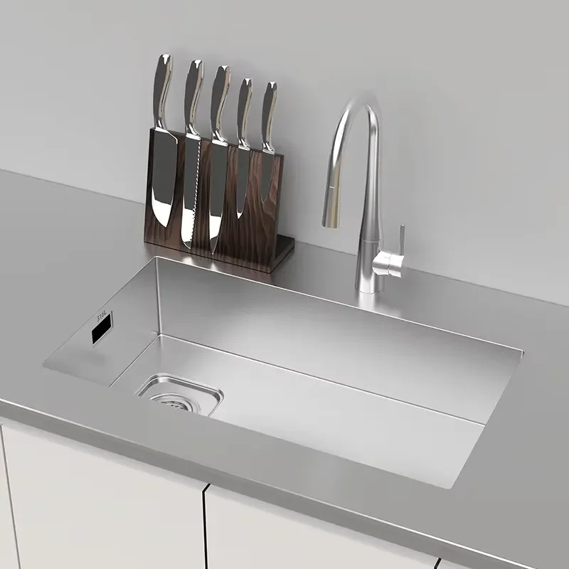 316 Stainless Steel Kitchen Sink Large Single Bowl with Drain Basket Commercial Grade Heavy Duty Wash Basin for Home