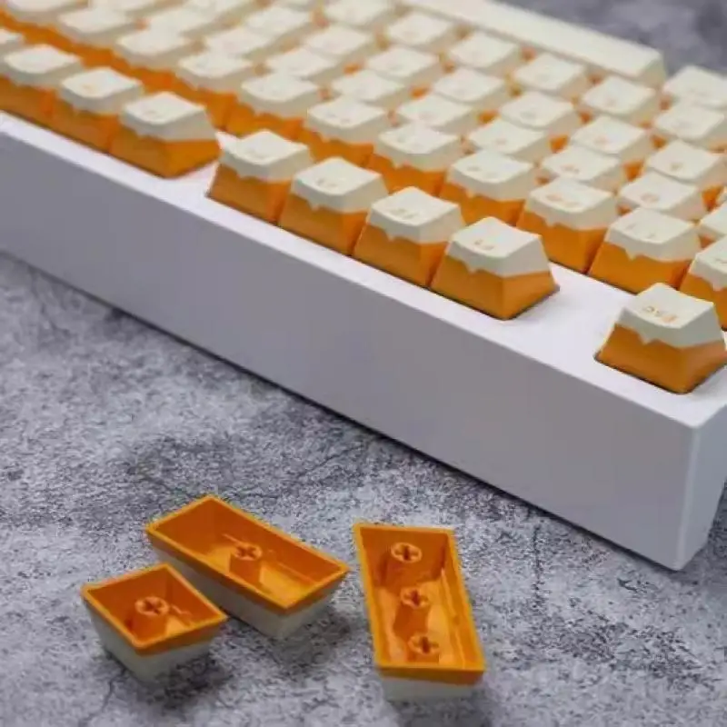 OEM Height Two-Color Cream Opaque Keycaps Fit 64/68/75/87/104 Mechanical Keyboard Key Caps PBT Material Key Caps