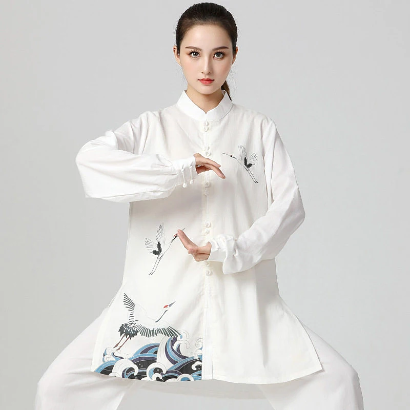 Premium High-End Women's Tai Chi Competition Uniform Spring/Summer 2026 New Loose Fit Cotton-Linen Print Modern Chinese Style
