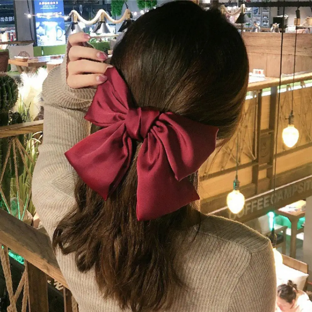 Vintage Red Big Bow Hair Clip Women's Headwear Light Luxury Elegant Butterfly Versatile Hairpin JK Lolita Party Hair Accessories