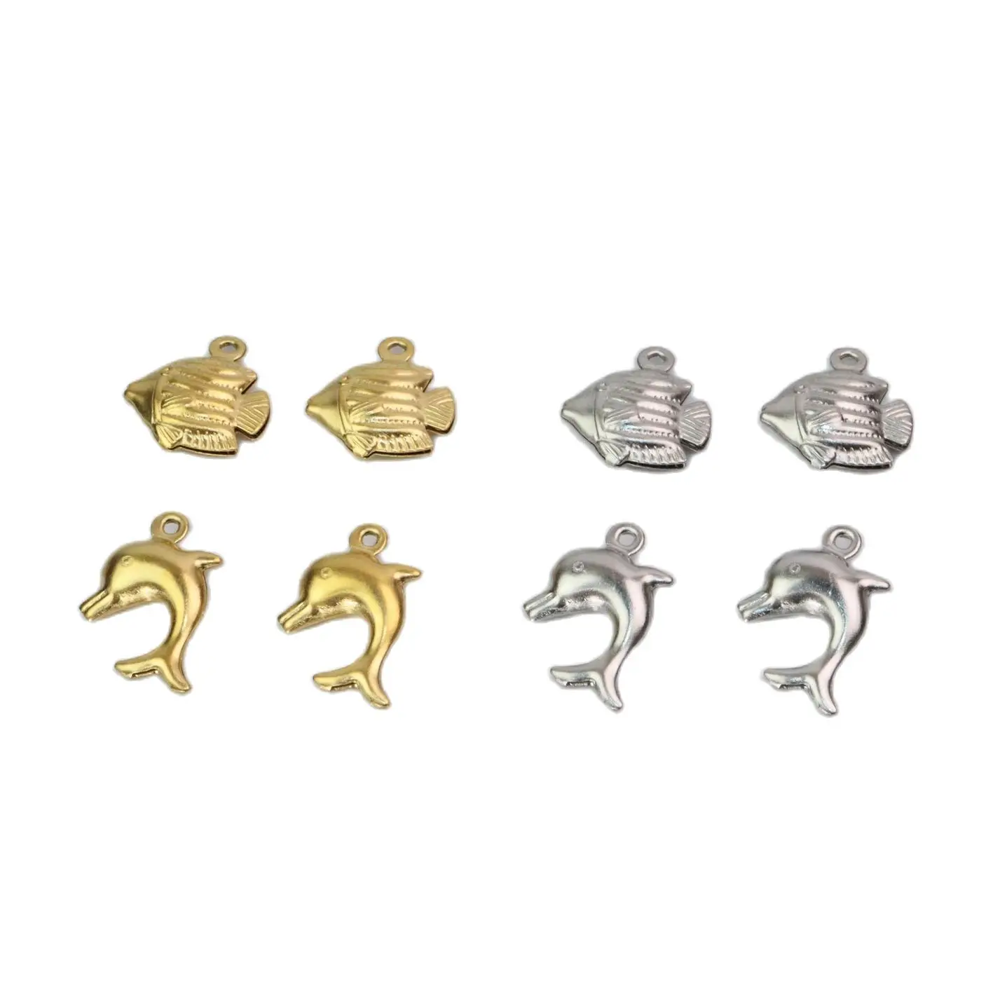 10/30pcs Stainless Steel Fish Jewelry Dangling Charms Pendant DIY Handcraft Waterproof Antiallergic