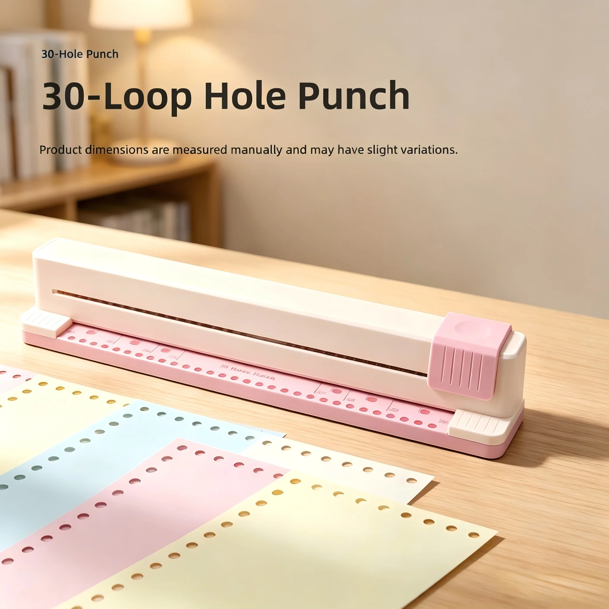 Portable Plastic Manual 30-Hole Paper Punch for A4 Sheets Handheld Binder Puncher Boxed Packaging for Students Office Use