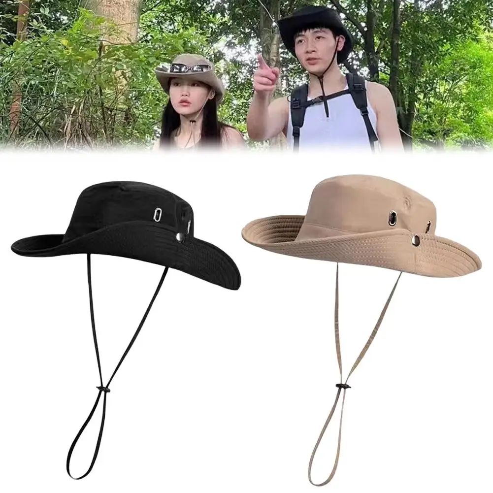 Fashion Summer Bucket Hat Wide Brim Anti-UV Sun Protection Outdoor Fishing Hiking Camping Beach Suncreen Hats For Men Women J4T6