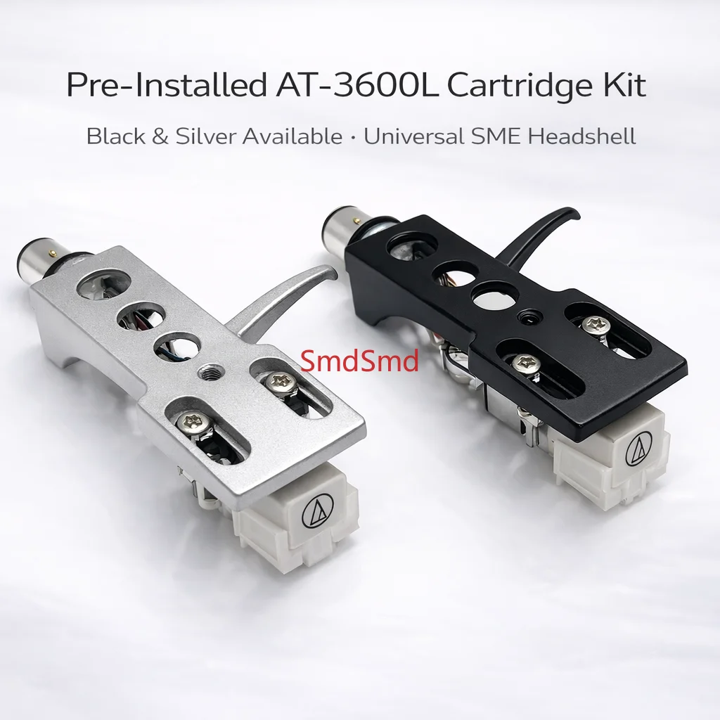 AT-3600L Cartridge + SME Headshell Combo, Black or Silver Headshell, Universal SME Interface, Fits Most Turntables