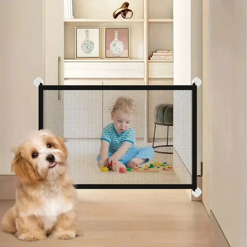 Baby Safety Gate Pet Barrier Fence Portable Mesh Stairs Entrance Indoor Gate Dogs Separation Guard Isolated Baby Hooks Playpen