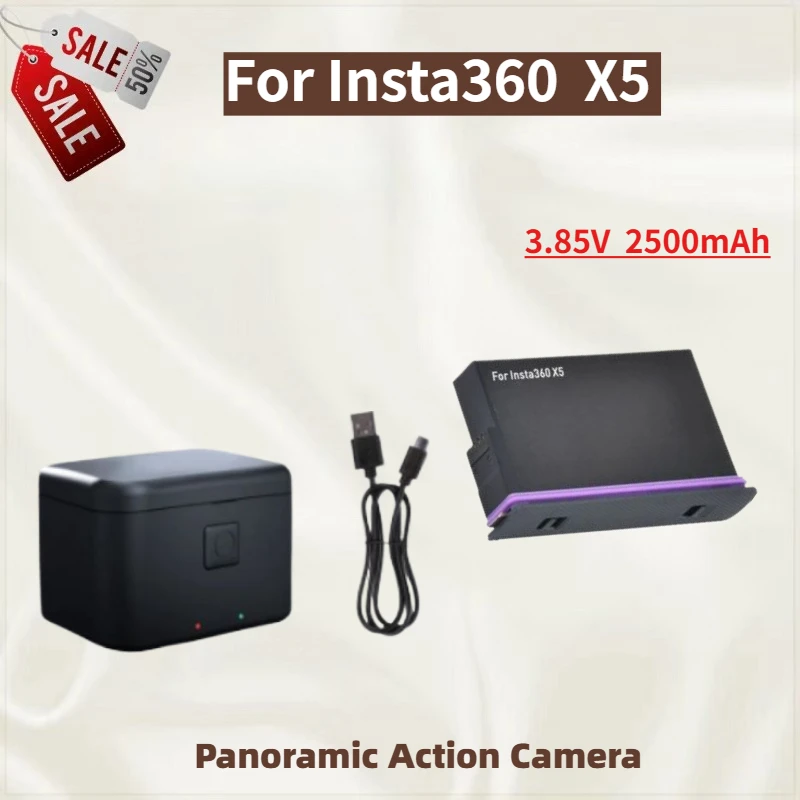 

High Quality 3.85V 2500mAh Replacement Battery+ Fast Charger for Insta 360 X5 Action Camera Accessories Brand New
