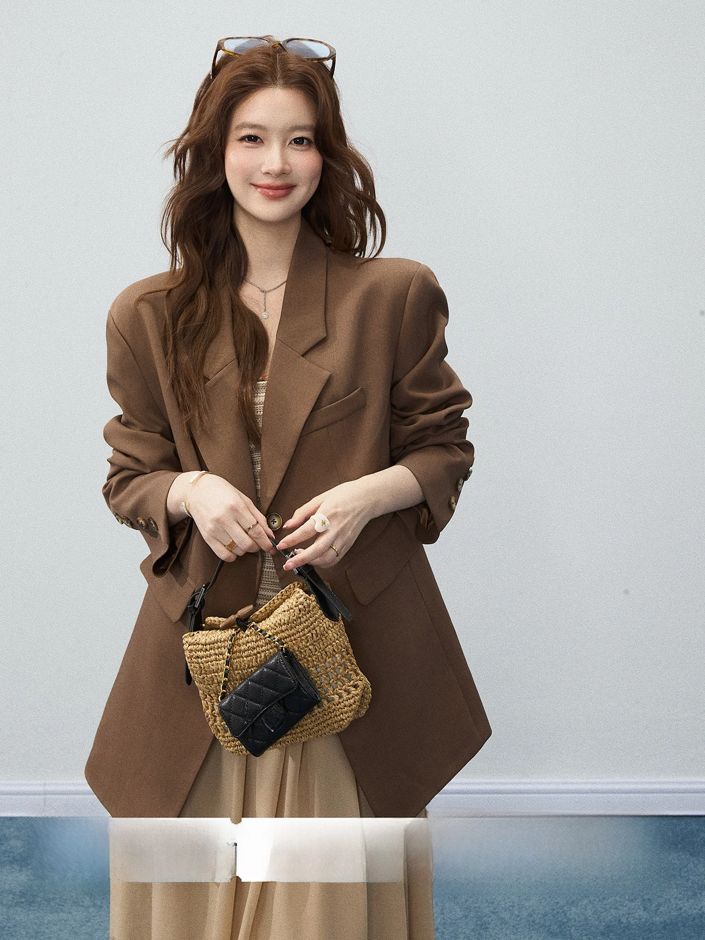 

Xiebu Meat Vintage Retro Long Sve Suit Jaet Women's Loose Mid-Length Casual Sle Faion Autumn New Arrival Top