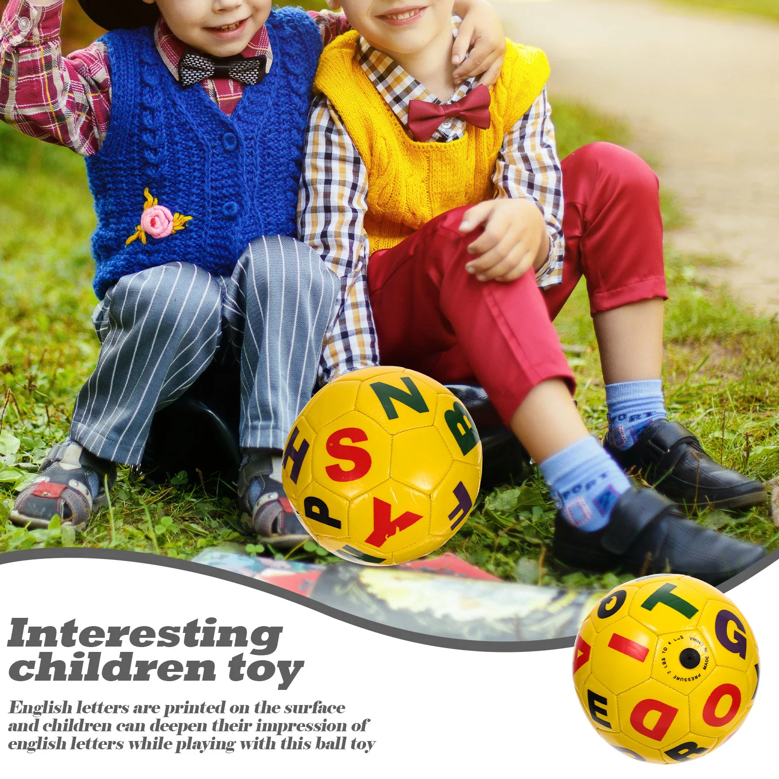 Piłka do piłki nożnej dla dzieci, lekka, z PVC, nadmuchiwana, z nadrukiem angielskich liter, zabawna zabawa na świeżym powietrzu i w pomieszczeniach.