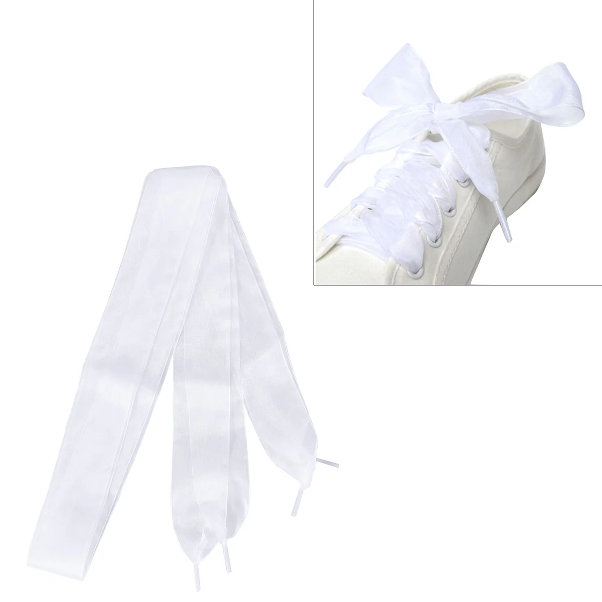 

Laces Shoelaces for Shoes Boot Transparent Satin Ribbon Silk White Dancing Party Widening Elastic