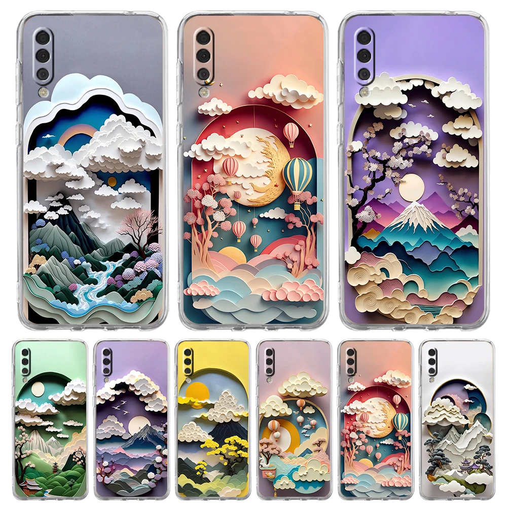 Phone Case For Samsung A56 A36 A26 A54 A52 A50 A70 A40 A20S A12 A14 A16 A22 A24 A42 A34 A32 5G A06 Cover Relief Scenery Art