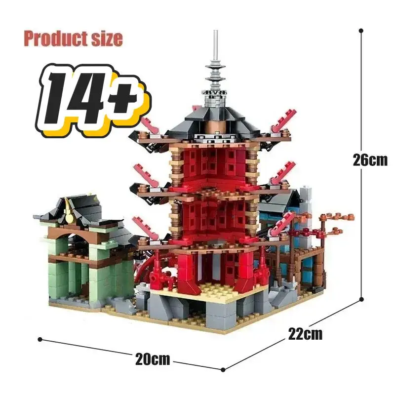 MINISO 2025 MOC معبد Airjitzu والتنين اللبنات تناسب 70612 70751 الطوب ألعاب تعليمية للأطفال