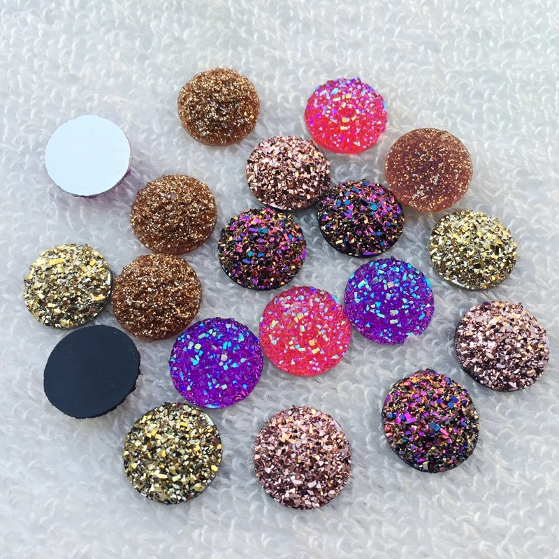 30pcs 14 millimetri di Pietra/Minerale Superficie Rotonda Della Resina di Flatback Cabochon del Mestiere di DIY Accessori di Strass button-A75