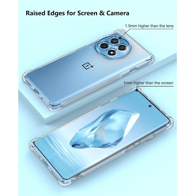 Capa de silicone transparente à prova de choque de luxo para Oneplus, tampa protetora transparente macia, 12, 11, 11R, Ace 2, 3 Pro