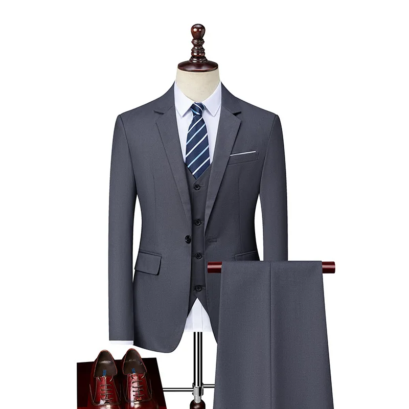 

Мужской костюм S-7XL (пиджак + жилет + брюки) Модный деловой ужин Джентльмен Тонкий вечерний костюм в британском стиле Групповой костюм