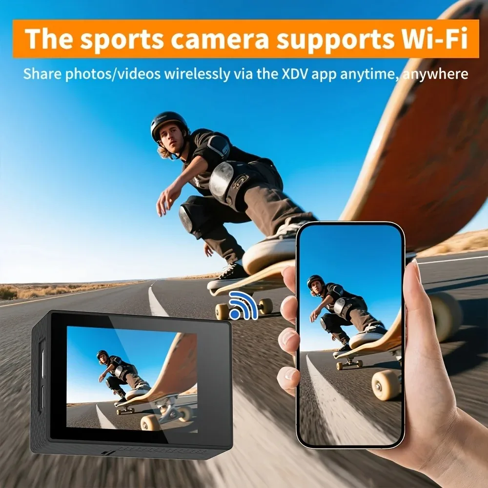 كاميرا الحركة 4K WiFi 2.0 بوصة تسجيل الفيديو 30 متر مقاوم للماء دراجة نارية شاشة تعمل باللمس 140 °   كاميرات رياضية بزاوية واسعة