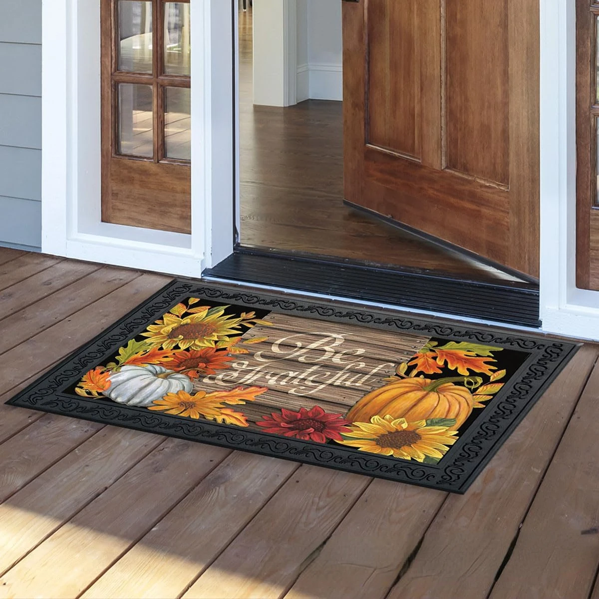 Thanksgiving Grateful Fall Floral Pumpkin Doormat Living Room Kitchen Entrance Non-slip Rugs Balcony Hallway Bath Bedroom Carpet