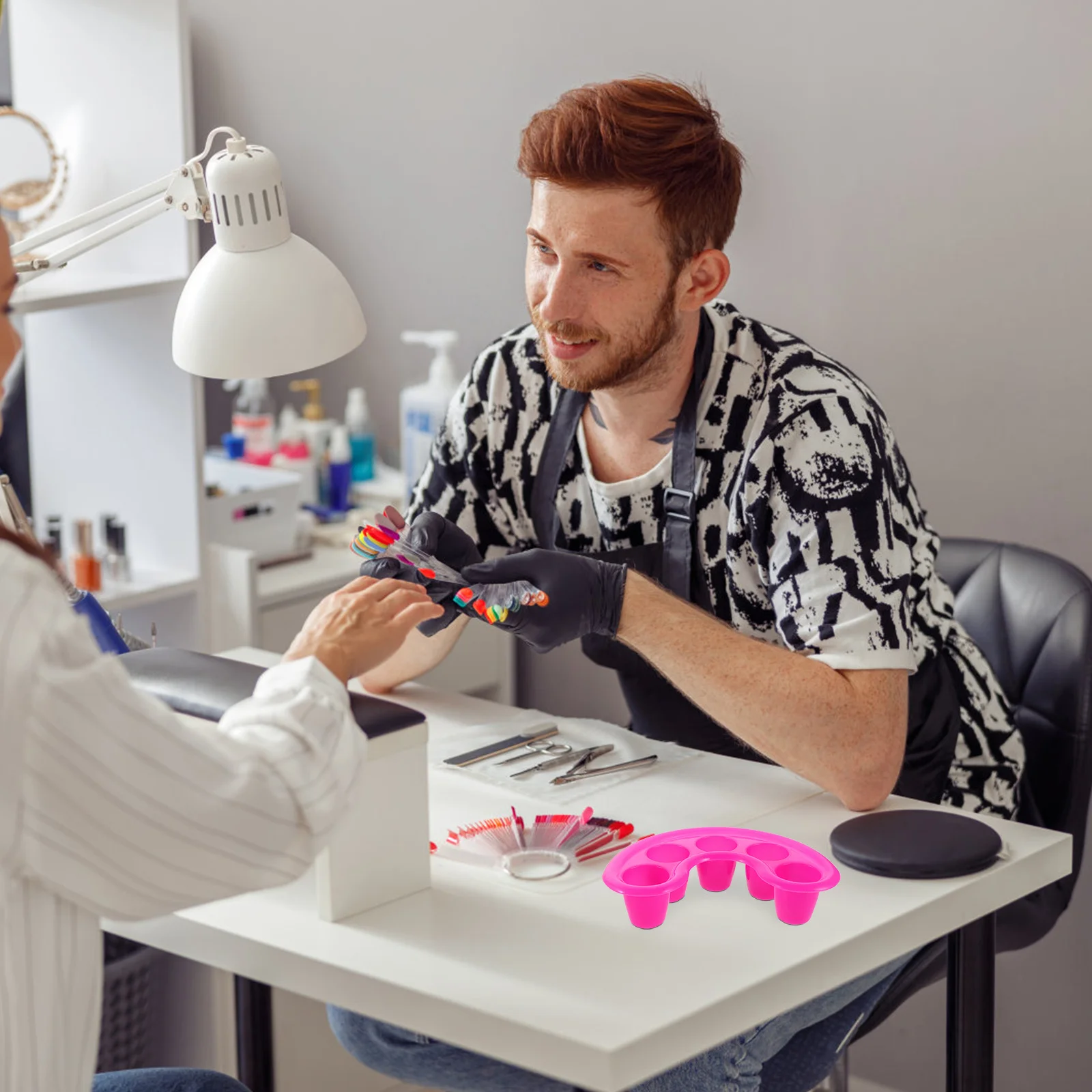 9 قطعة أداة مانيكير إصبع تمرغ السلطانيات مسمار نقع قبالة السلطانية خمسة إصبع تصميم مزيل طلاء الأظافر السلطانية نابضة بالحياة اللون مانيكير