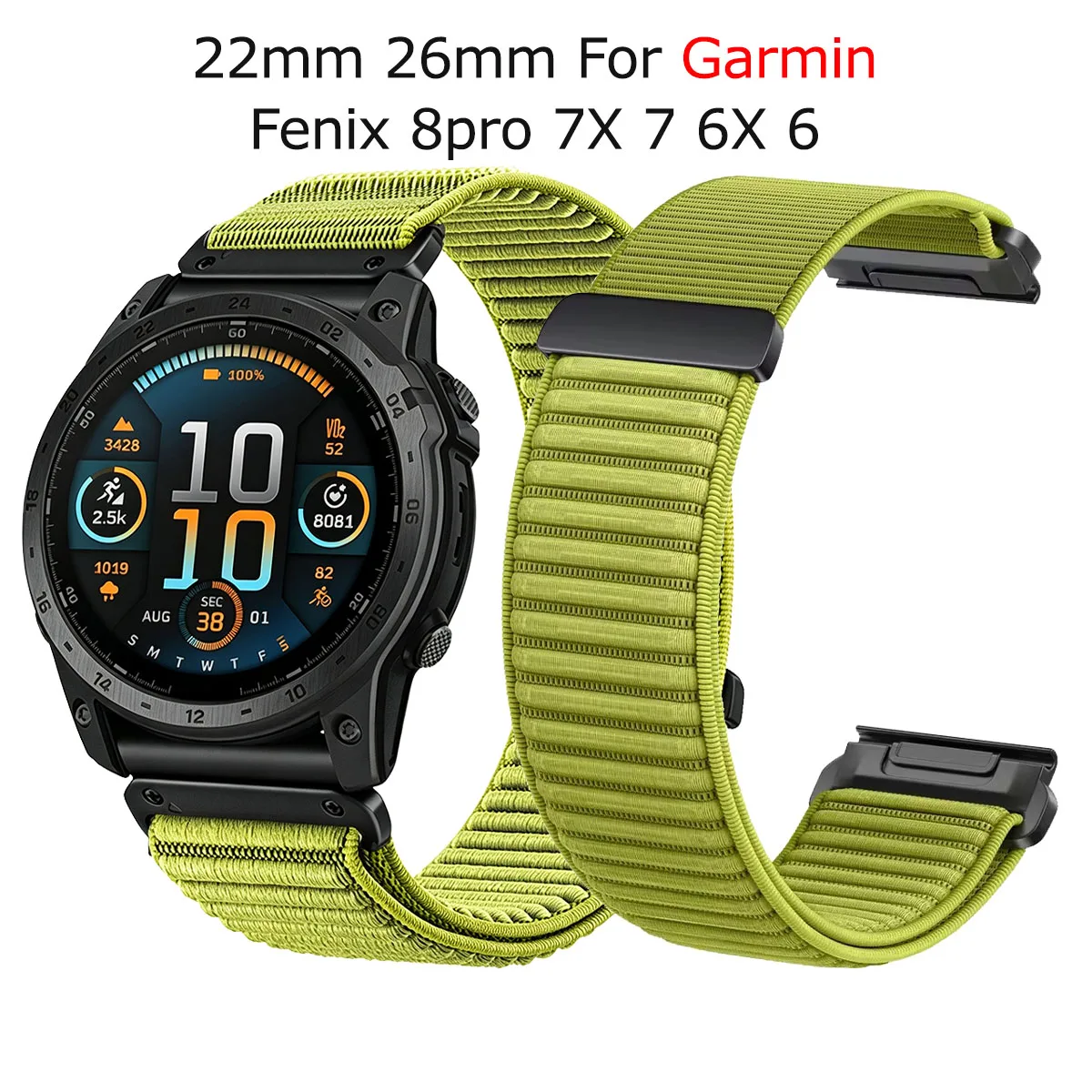 �y�Z�[�����zQuickFit 22mm 26mm Fenix 8 �E�H�b�`�o���h Garmin Fenix 8pro E 7 7X 6 6X/Epix Pro/Enduro 3/instinct 3�Ή� �X�|�[�c�i�C�����X�g���b�v �u���X���b�g