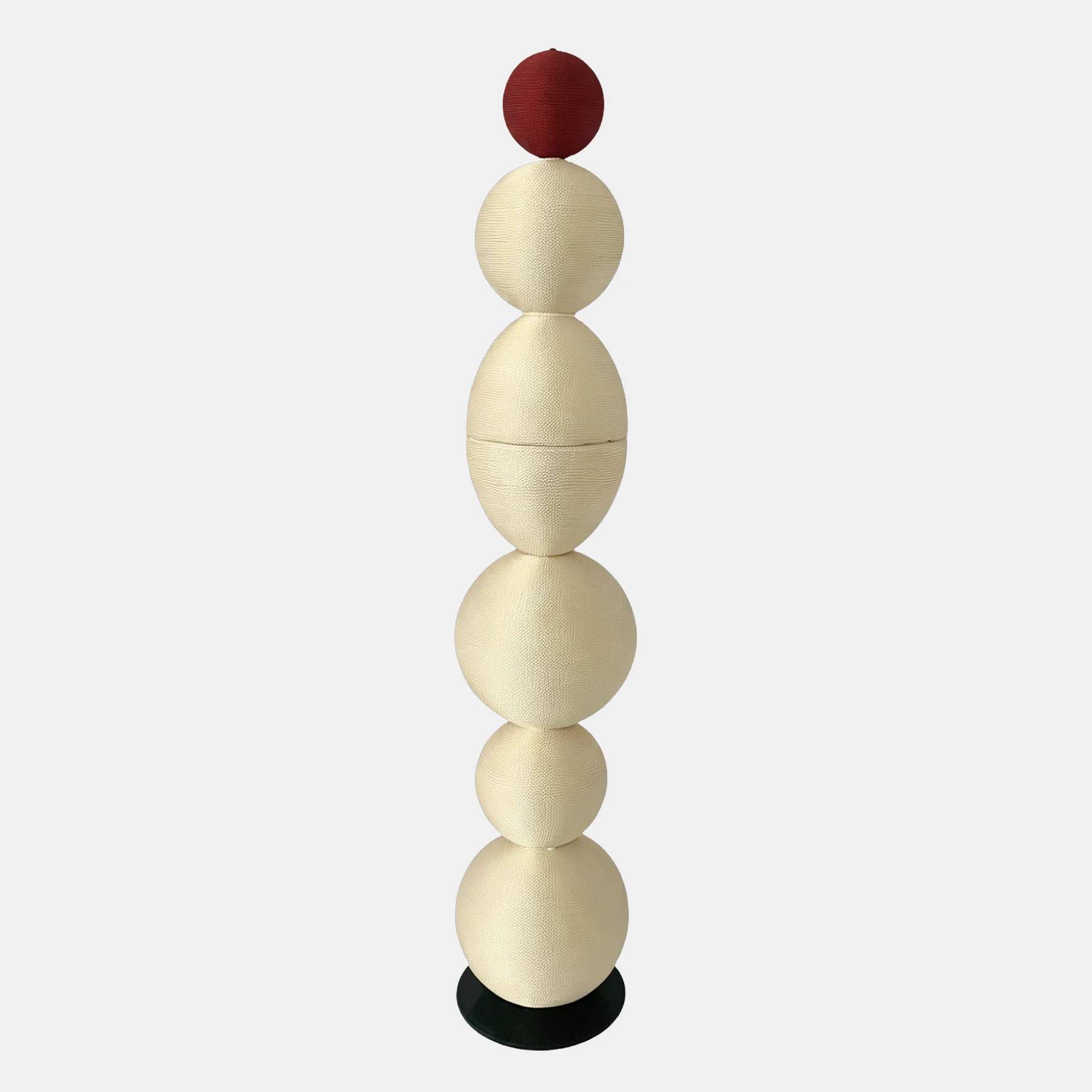 Multicolored Original Designer Exclusive Stacked Modern Sphere Macrame Floor Sculpture for Hotel Lobby & Gallery Decor