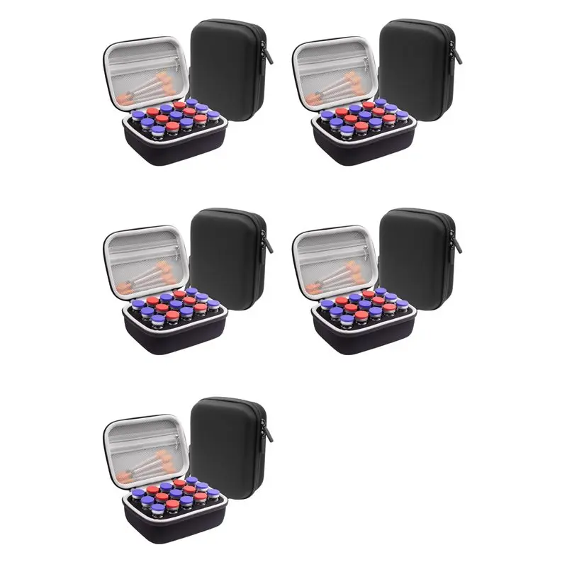 ABWR-5X 15 Slots Insulin Vial Protector Case, Insulin Vial Organizer Bag For Diabetics Standard 1Ml 3Ml 5Ml And 10Ml Vials