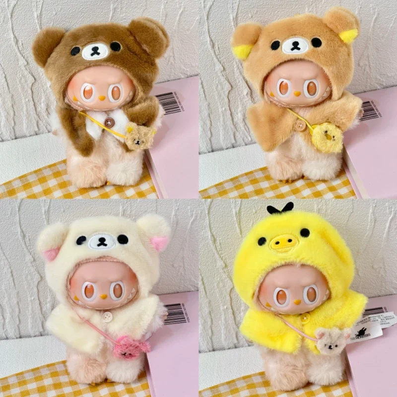 

Kawaii Rilakkuma Doll Clothes for labubu Doll's Outfit Crossbody for 10cm Cotton Relaxed Bear Kiiroitori Headwear Accessories