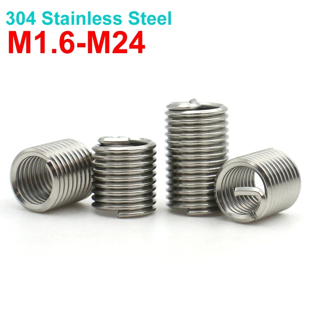 

M1.6 M2 M2.5 M3 M4 M5 M6 M8 M10~ M24 304 Stainless Steel Coiled Wire Helical Threaded Inserts Bushing Sleeve Set Screw&Tool Kit