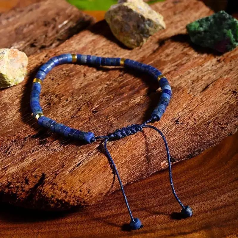 Adjustable Bohemian Lapis Lazuli Braided Bracelet – Natural Healing Gemstone, Calming Unisex Daily Gift