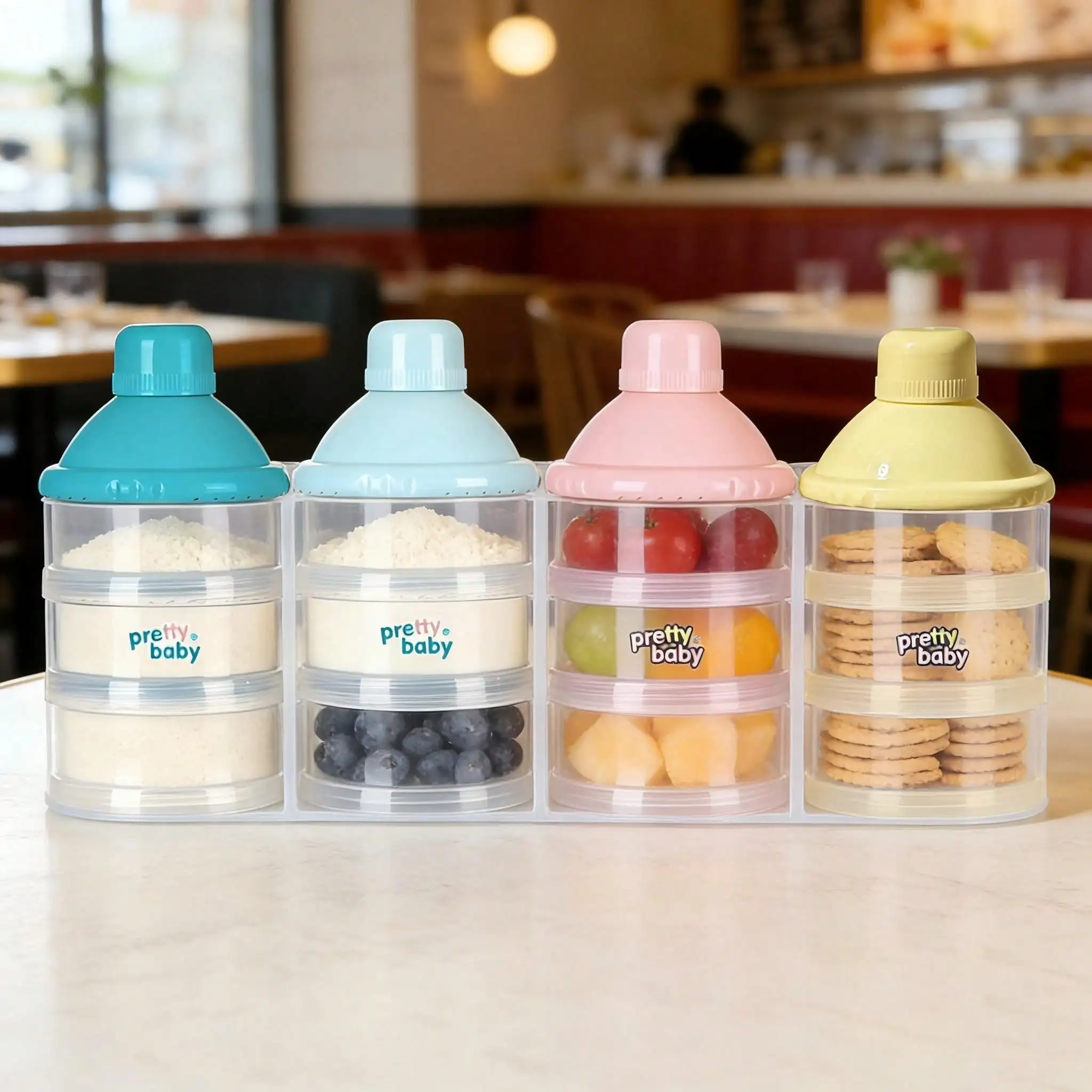 3-Layer Transparent View Milk Powder Organizer Stackable Food Storage Box Rice Cereal Snack Fruit Box Multi-Function Milk Powder