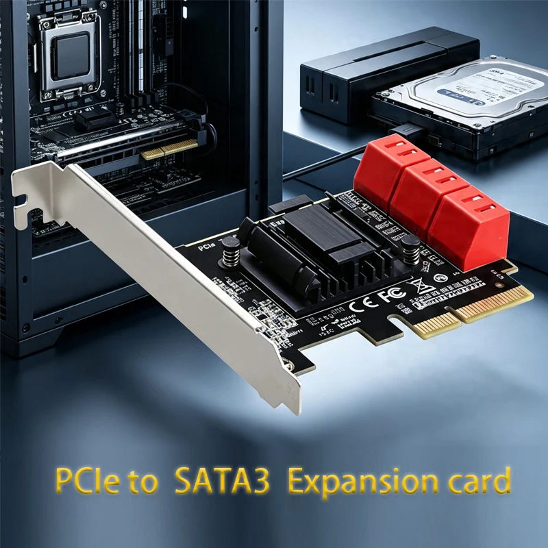 PCI-E Riser Card PCIe expansion Card Game PCIE Card SATA3.0 Converter PCIE to 6 Ports SATA 3.0 Adapter Extender PCIe Converter