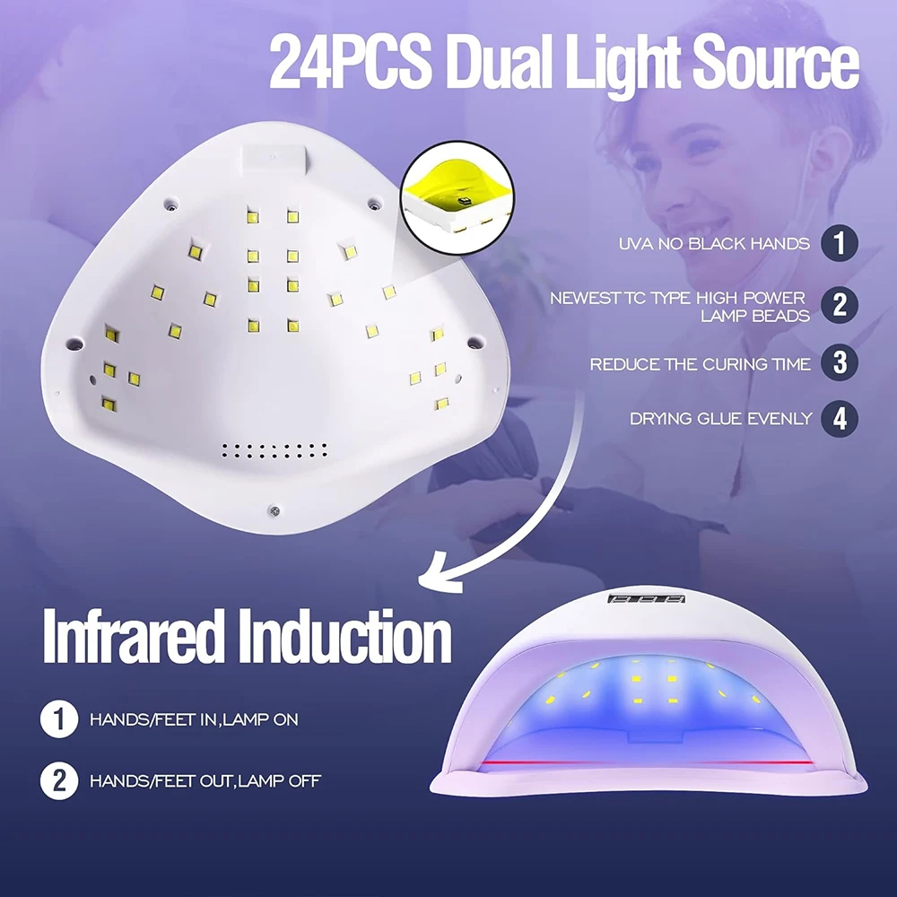 48 W nageldroger gel nagellak uithardend LED UV-licht met 4 timers automatische sensor LCD-scherm professionele nail art tools