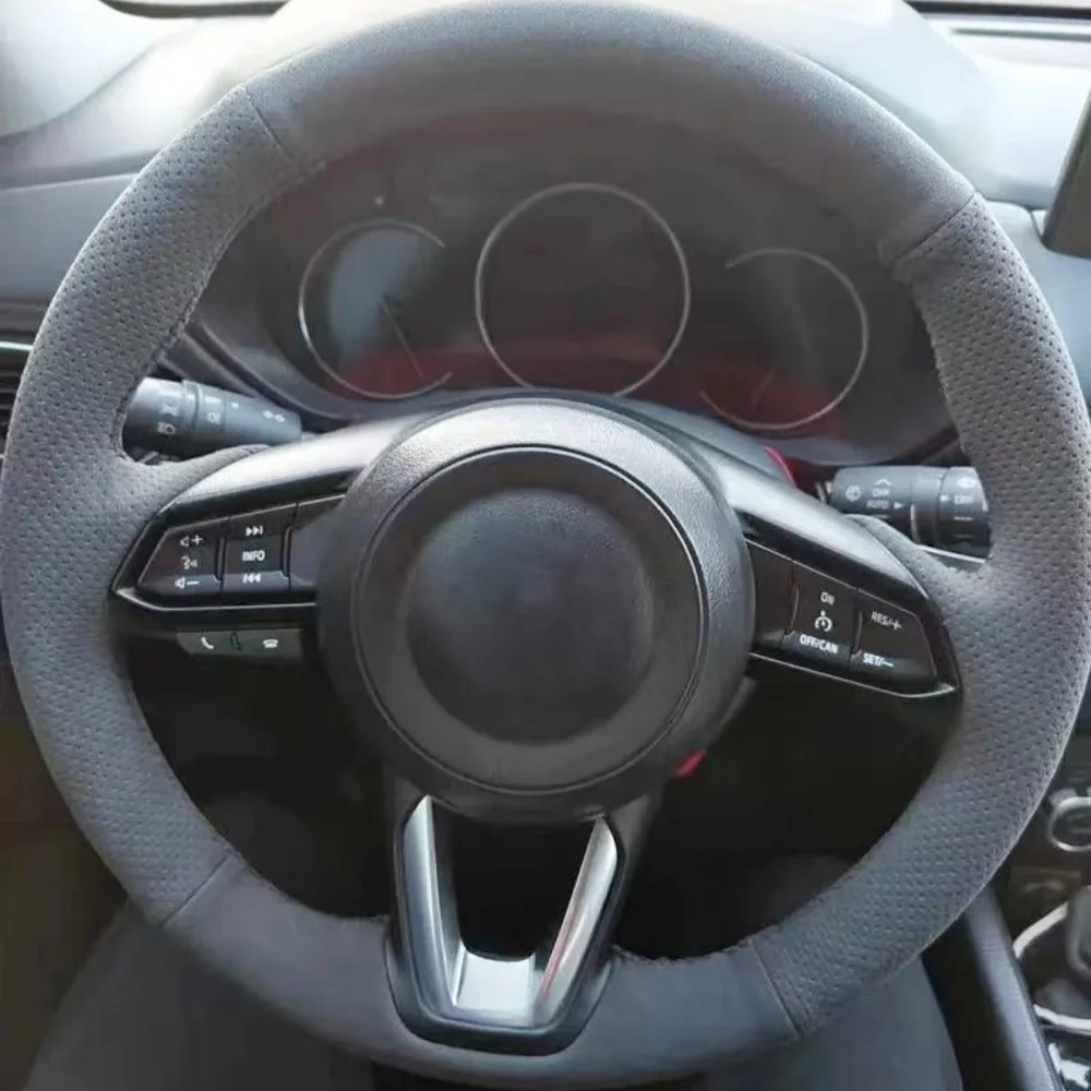 Custom Car Steering Wheel Braid Cover Soft 100% Fit  For Mazda 3 Axela 2017-2019 Mazda 6 Atenza Car Products Steering Wrap
