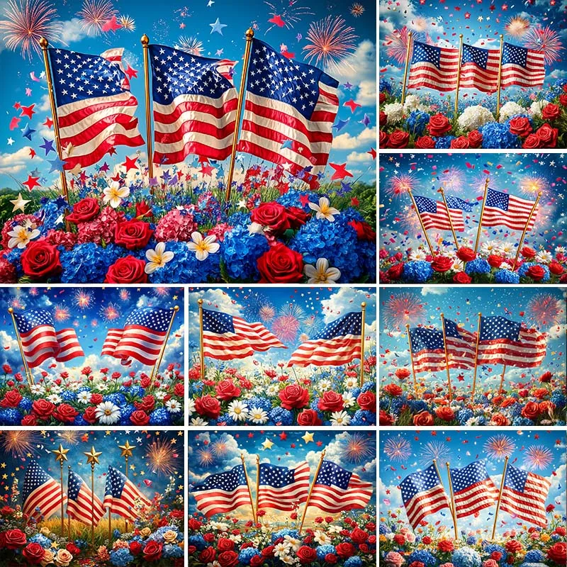 LS Photography Background 4th of July Celebration Party Independence Day Kid Birthday Portrait Decor Backdrop Photo Studio
