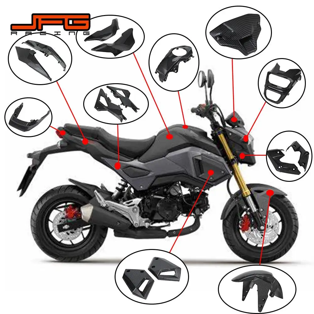 Couvercle de garde-boue en Fiber de carbone PP pour moto, couvercle latéral avant et arrière, couvercle de réservoir de carburant pour HONDA Grom MSX125 MSX 125