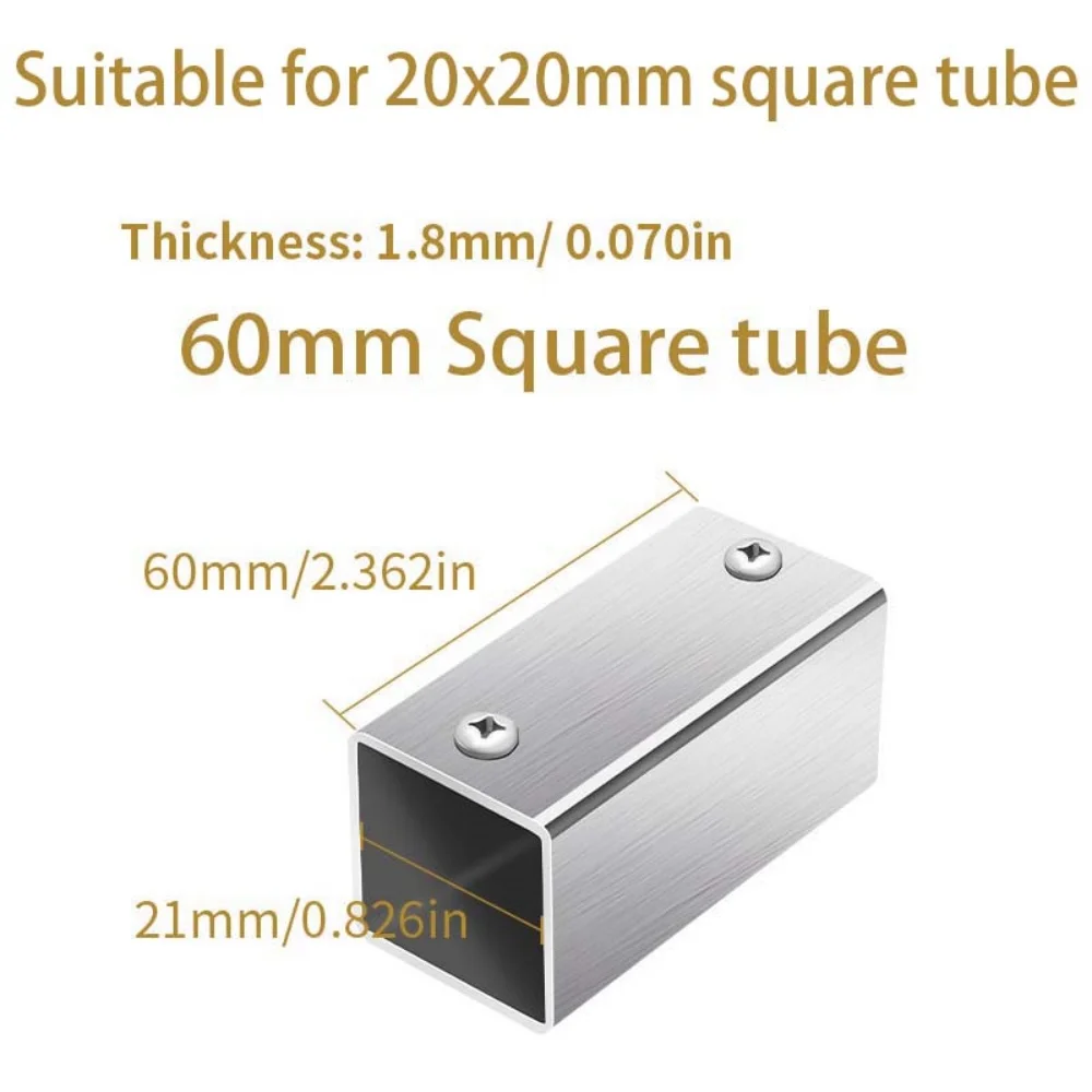20X20/25x25/30x30mm Square Pipe Connector Stainless Steel 2 Way Pipe Connection Clothesline Shelf joints Square Pipe Fitting