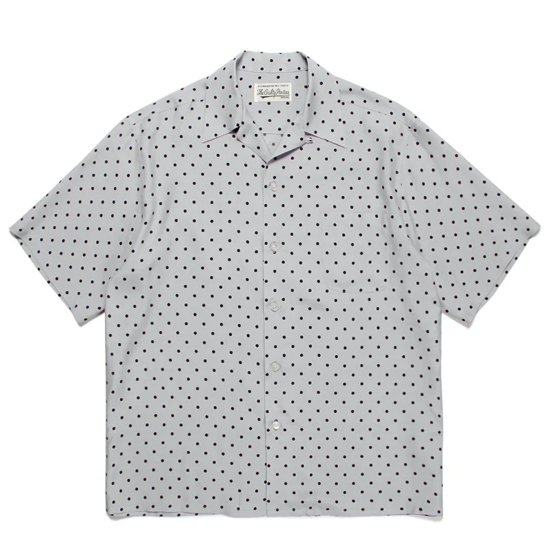 Summer Purple Black Grey WACKO MARIA DOTS OPEN COLLAR SHIRT Dots Glass Ball Mens Womens Hawaii Short Sleeve Shirt