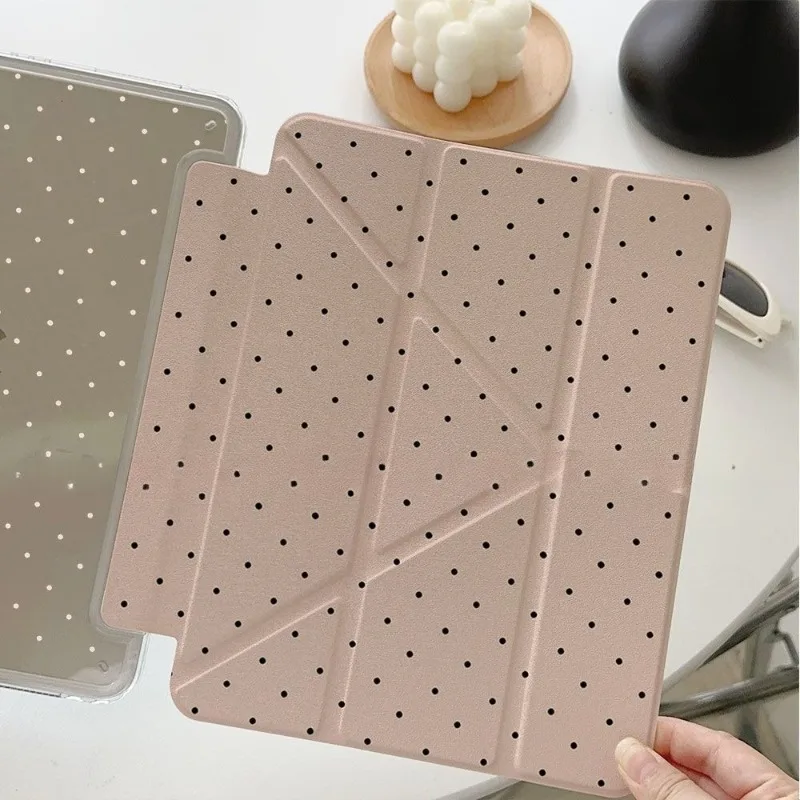 Pink Polka Dots 3+Y Fold Case for IPad10.2 7/8/9th 4/5 10.9 10th IPad 7th Generation Case Mini 6 8.3 Pro/Air11/13 12.9 Air3 10.5