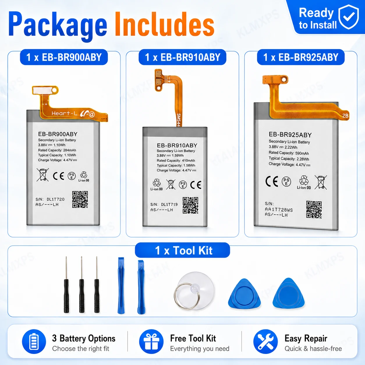 Replacement Batteries For Samsung Galaxy Watch5 40mm 44mm Watch5 Pro 45mm EB-BR900ABY EB-BR910ABY EB-BR925ABY With Repair Tools image 4