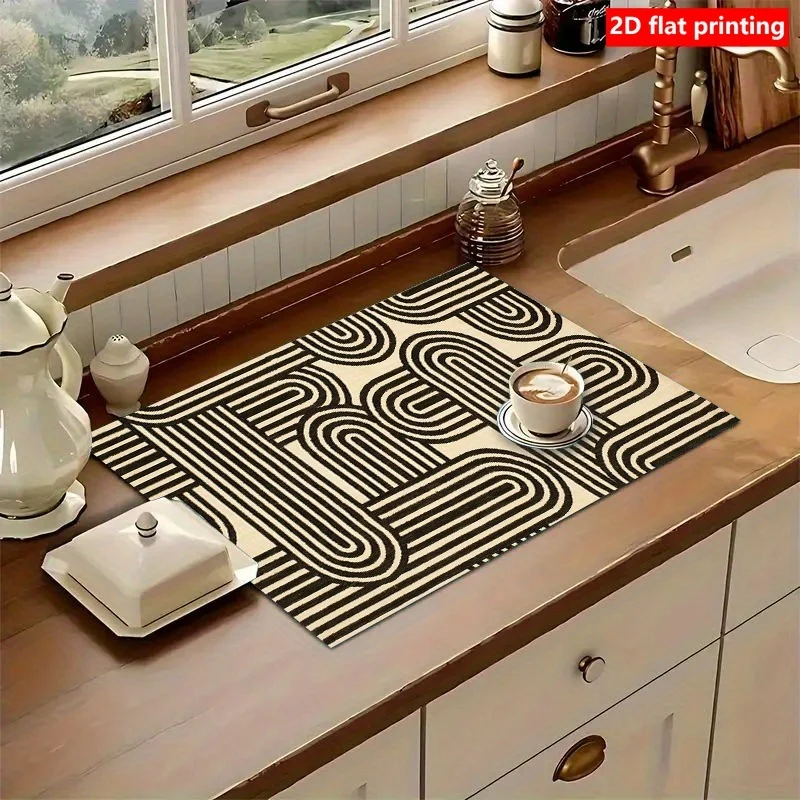 Minimalist Abstract Line Design Kitchen Pad for Countertop Protection, Suitable Tableware Coffee Machines Electrical Decoration