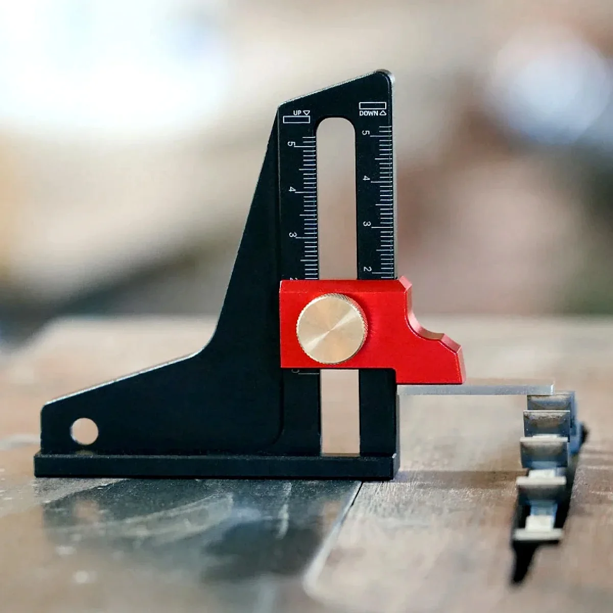 Height Gauge 0-50mm Setup Adjustable Table Saw Depth Gauge - Aluminum Dual Scales DIY Ruler Woodworking Height Measurement Tool
