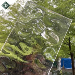 Single-sided Large Water Ripple Transparent Acrylic Sheet, PMMA for Hotel Partition Screen, 10mm 2PCS