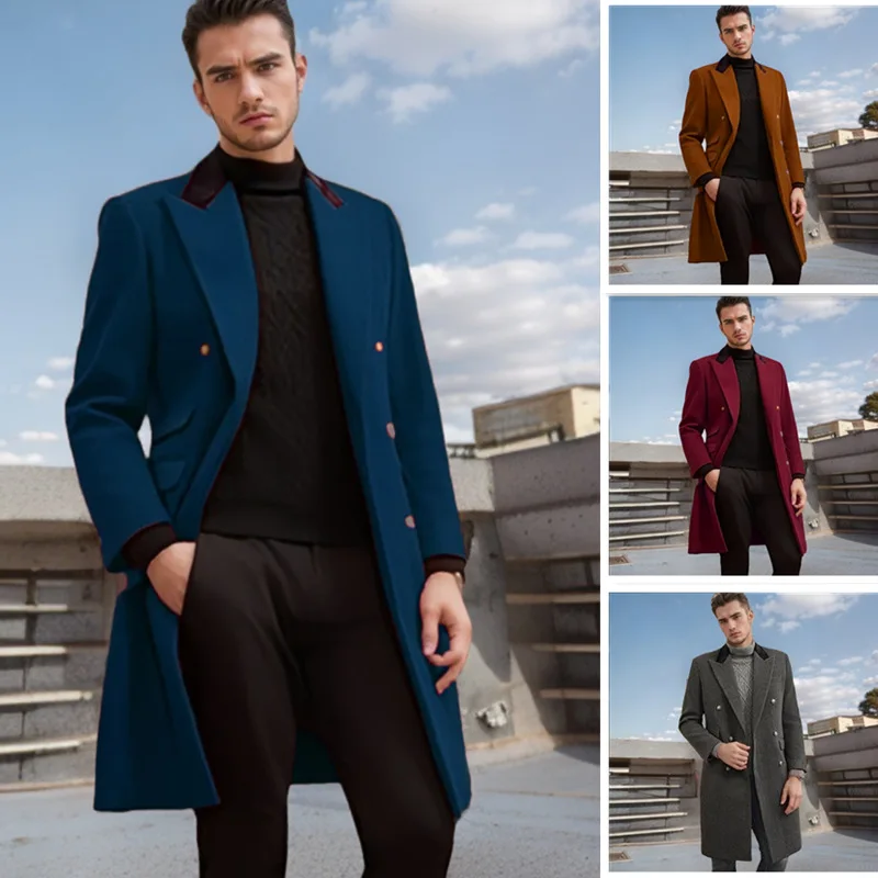 2024 new large size woolen coat men's casual coat explosion single fat for men's coat