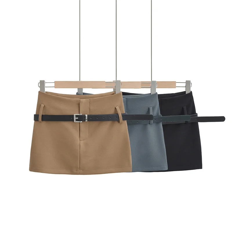 

Ele High Waist Skirt Trendy Street Sle Color Slimming Wrap around Design Anti-Light Walking ort Skirt