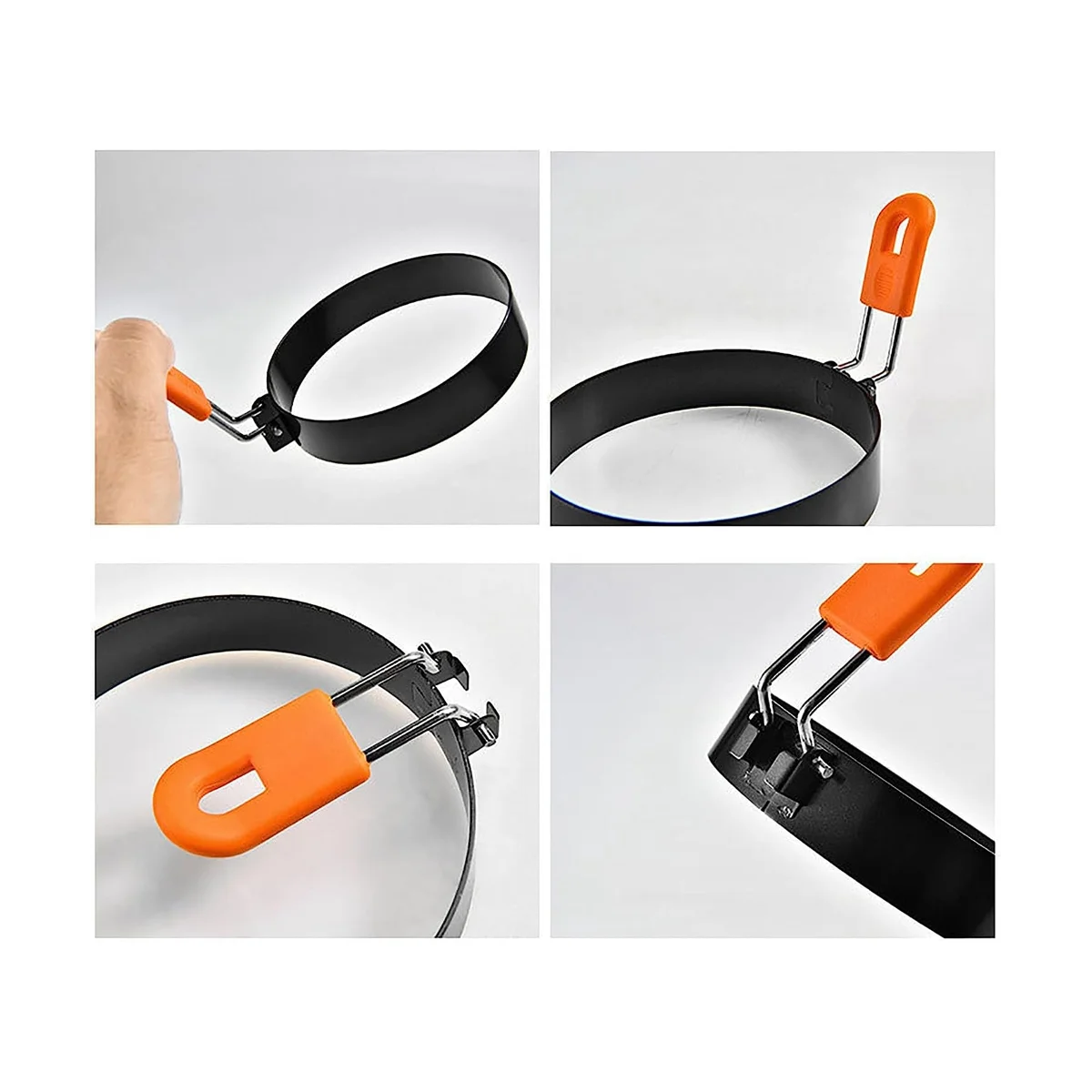 8-дюймовое блинное кольцо из нержавеющей стали, кольцо для омлета с силиконовой изоляцией, круглое кольцо для яиц, формы с масляной кистью