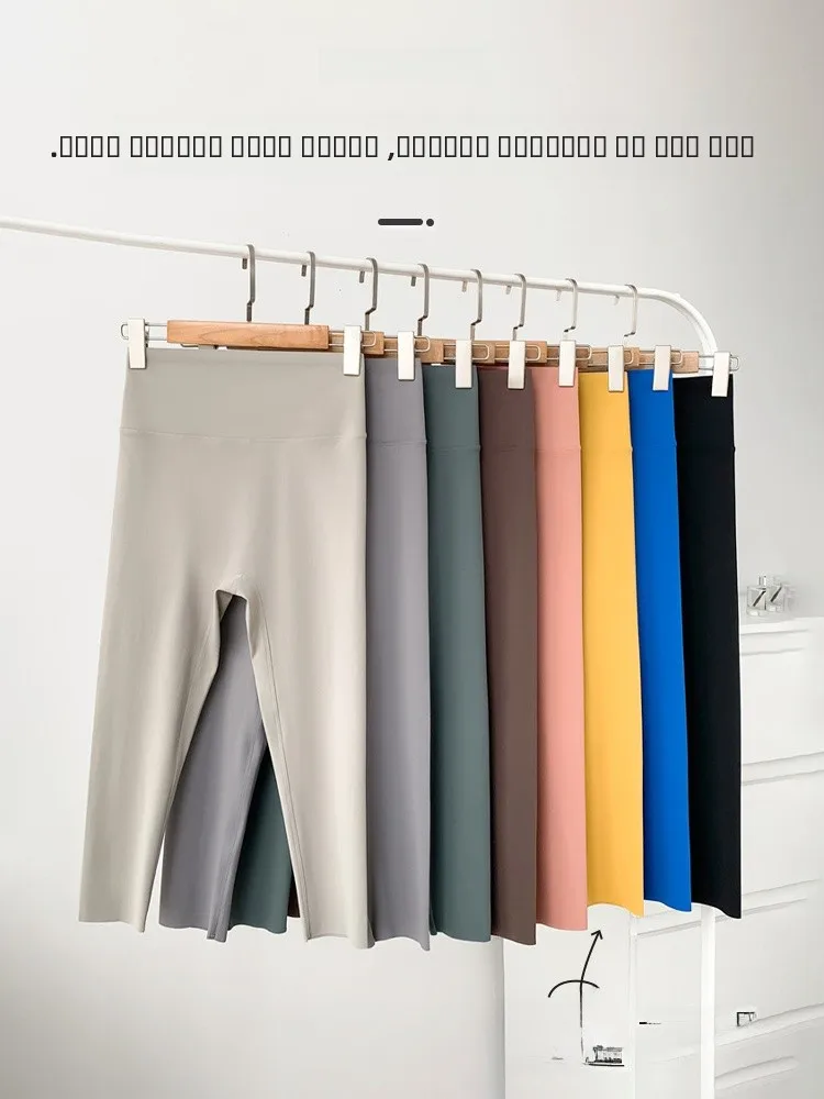 بنطلون يوجا نحيف عالي الخصر للنساء، بنطلون رياضي ضيق، بنطلون طويل يصل إلى الكاحل، يبرز منطقة البطن، مناسب للارتداء في الهواء الطلق في الصيف