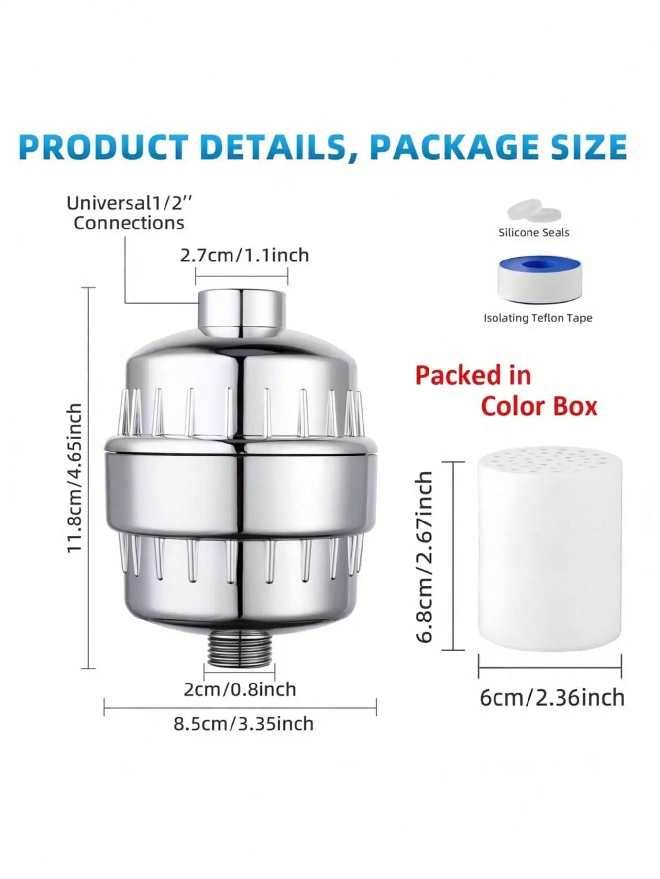 قطعة واحدة من فلتر رأس الدش ذو 20 مرحلة: Vit C/E، يزيل الكلور/المعادن الثقيلة، يناسب جميع الرؤوس