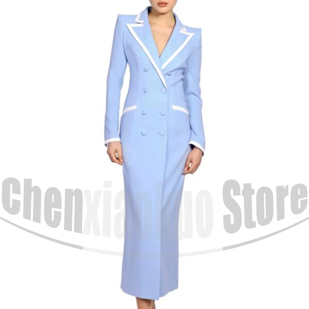 Women's Jackets Elegant Double Breasted Peak Lapel Outerwear Fashion Long Sleeves Daily Casual Customized Female Coat 1 Piece