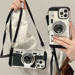 Luxury 3D Retro Camera Case For iPhone 17 16 15 Pro Max Plus Phone Case Emily in Paris Shockproof Hard Cover 2in 1 Protect Funda