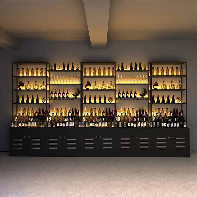 Clube montado na parede armários de vinho armazenamento de canto industrial comercial rack de vinho titular adega barzinho móveis do hotel
