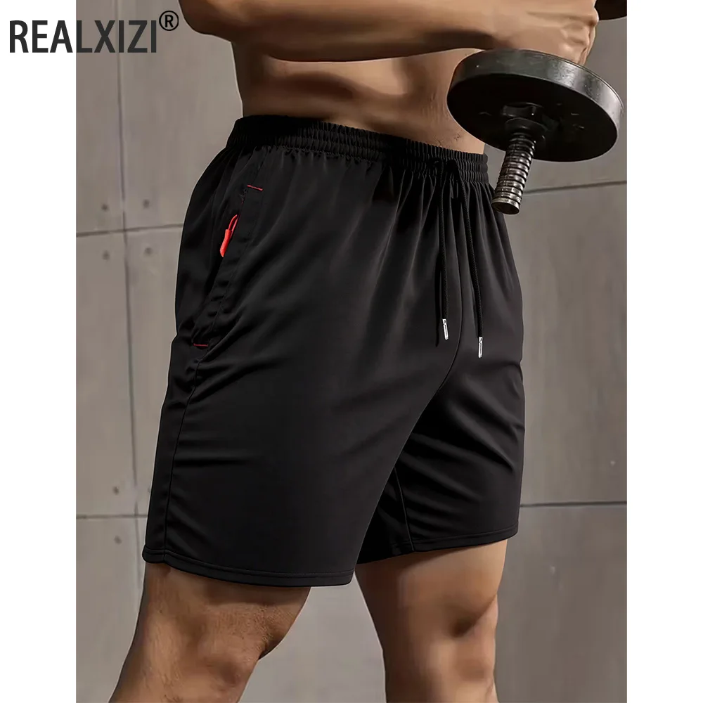 

Летние мужские спортивные шорты для тренажерного зала, бега, тренировок, быстросохнущие, повседневные, удобные, с эластичным поясом, одежда